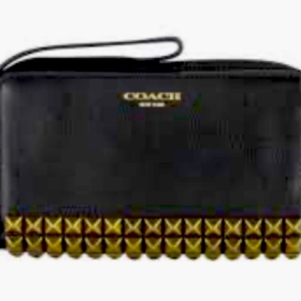 Mint condition black gold studded COACH zip around wallet